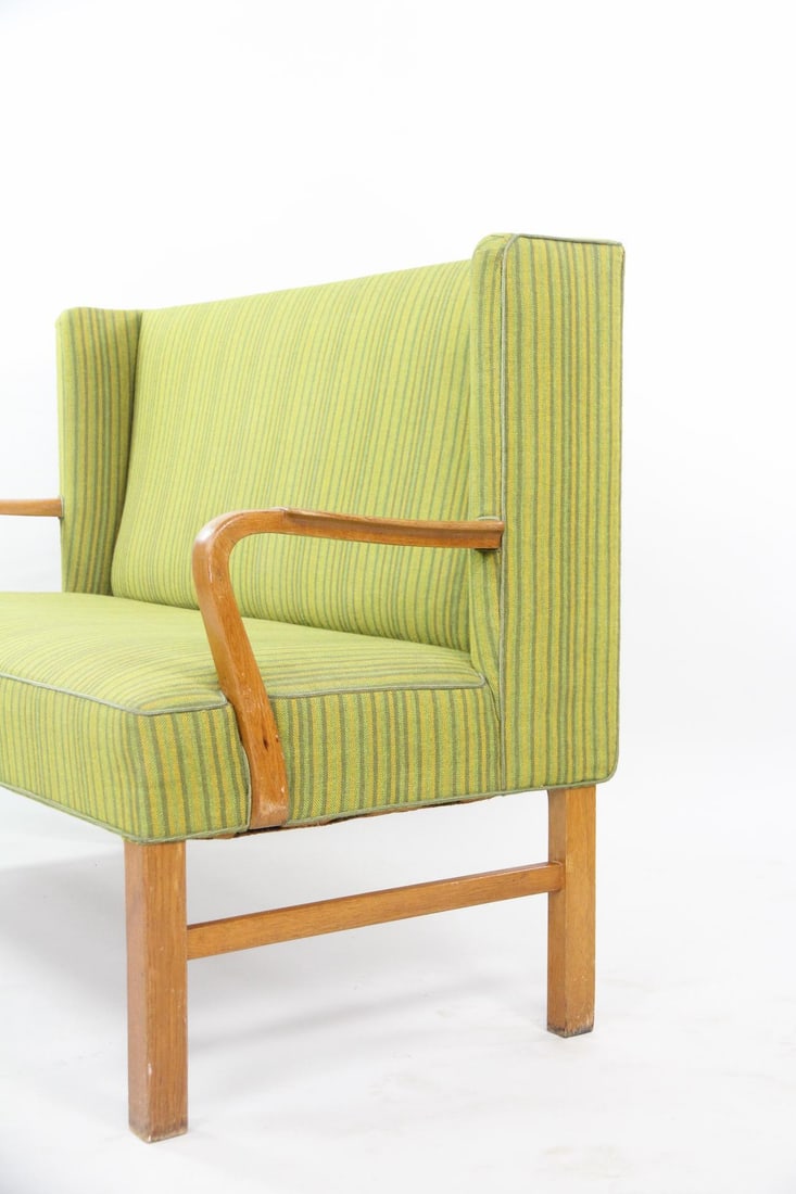 Danish Modern Wingback Settee, Bench - 3