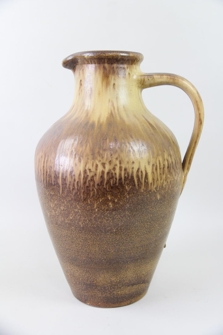 Large Ceramic Stoneware Pitcher, Brown Fat Lava (1 of 8)