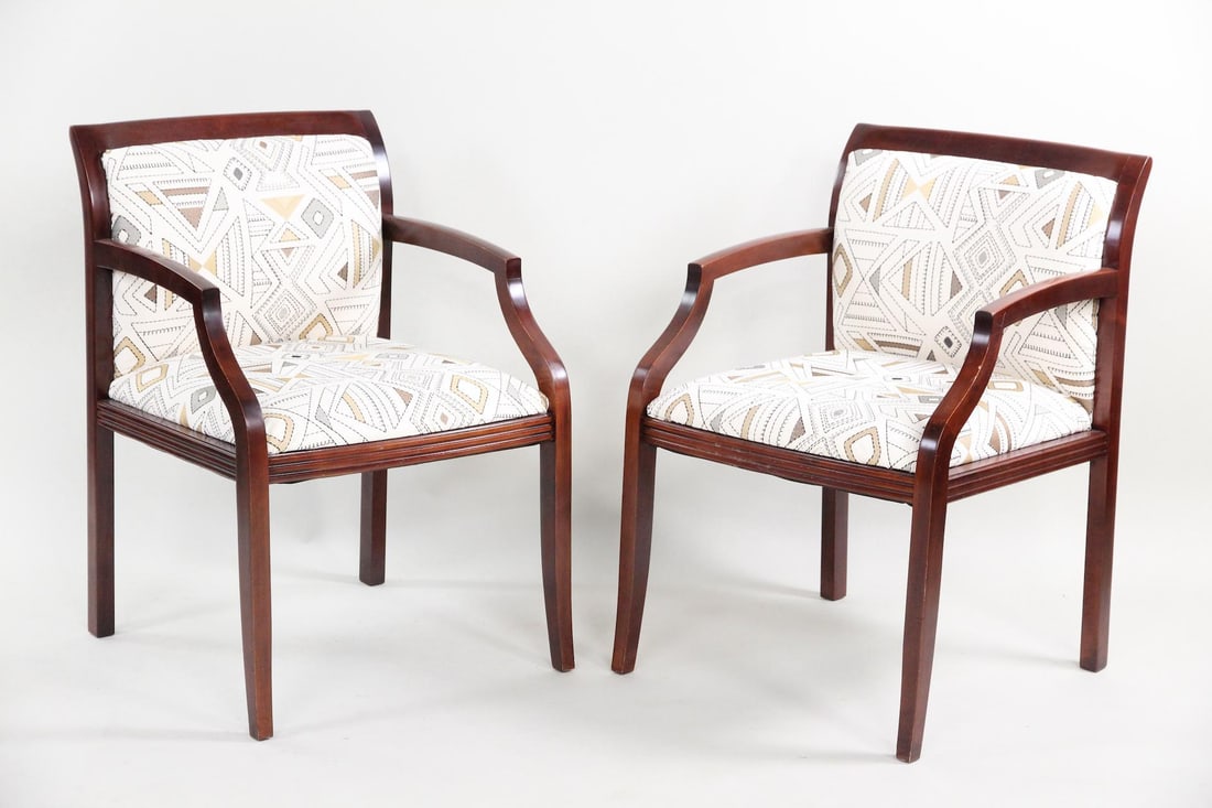 Pair of Directoire Armchairs with Geometric Upholstery (1 of 14)