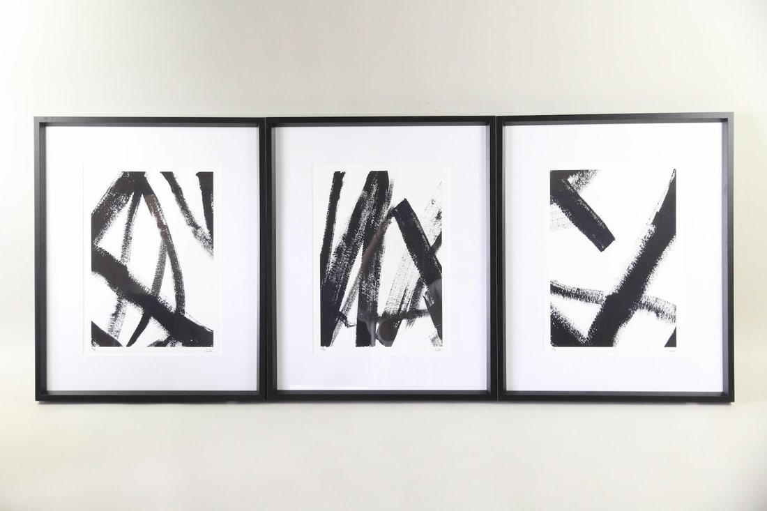 Set of 3 Jan Erika "Twisted Tale" Abstract B&W Prints, 1 of 3 (1 of 13)