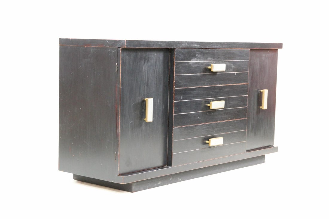 Ebonized Credenza, Sideboard with Ceramic Pulls - 2