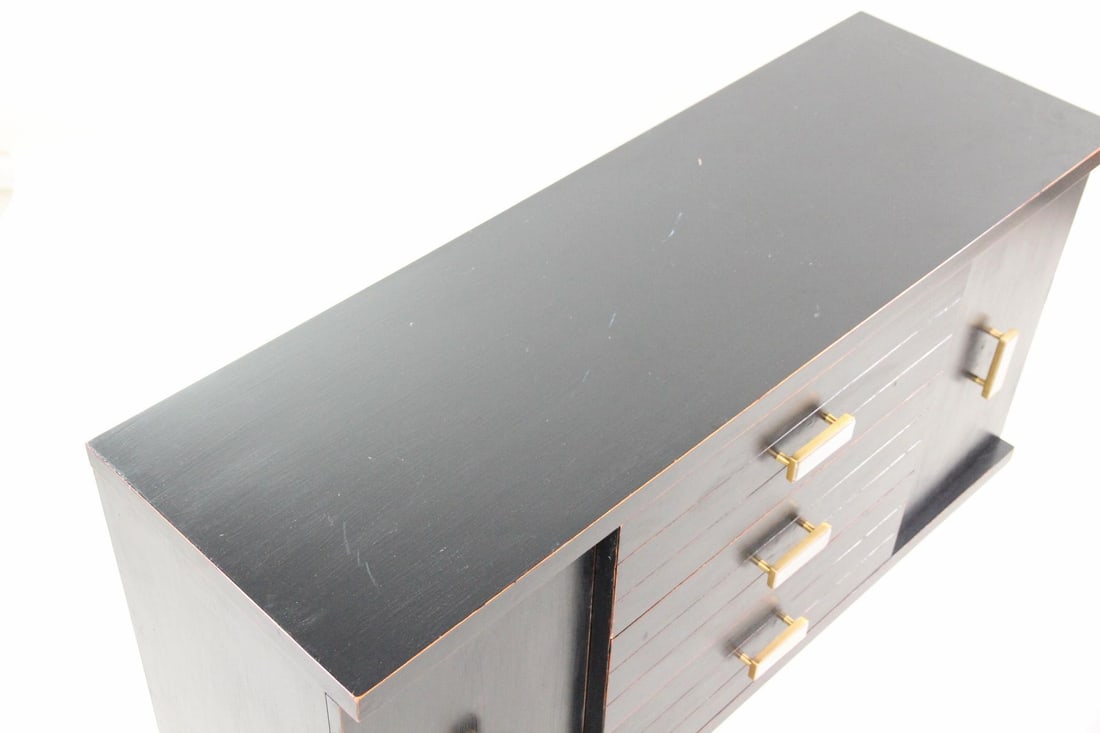 Ebonized Credenza, Sideboard with Ceramic Pulls - 3
