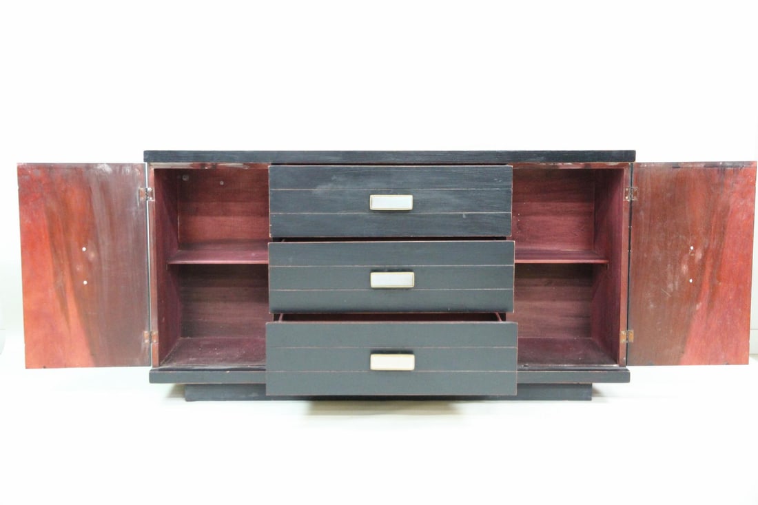 Ebonized Credenza, Sideboard with Ceramic Pulls - 6
