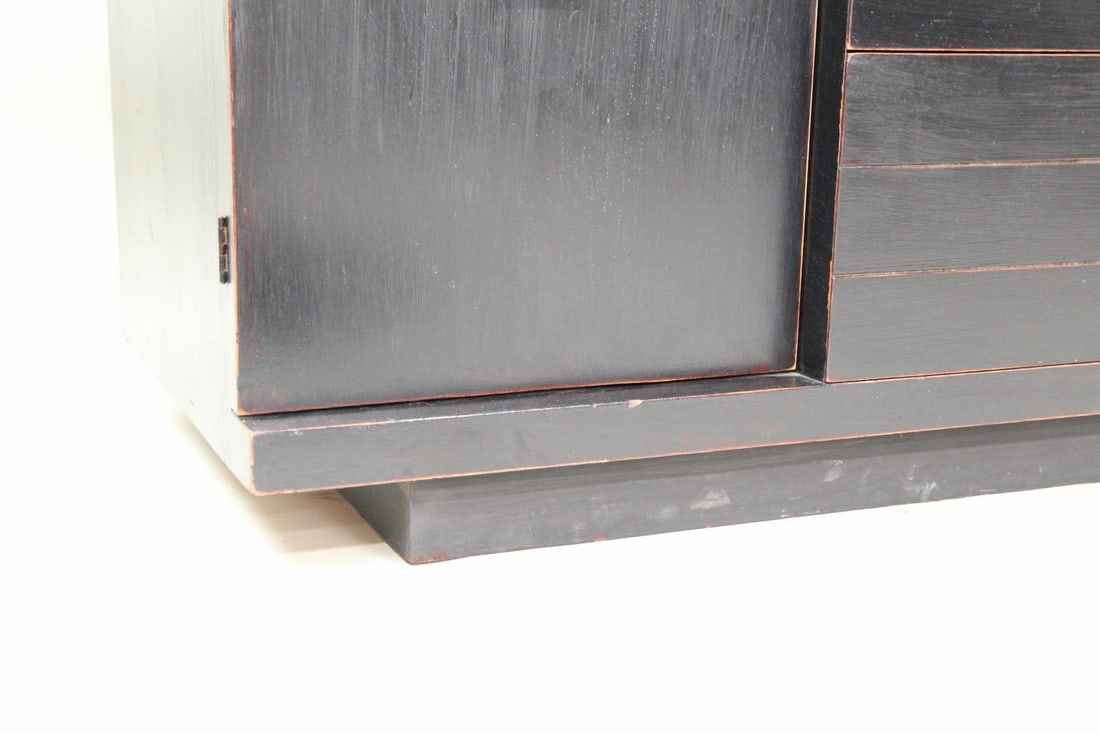 Ebonized Credenza, Sideboard with Ceramic Pulls - 8