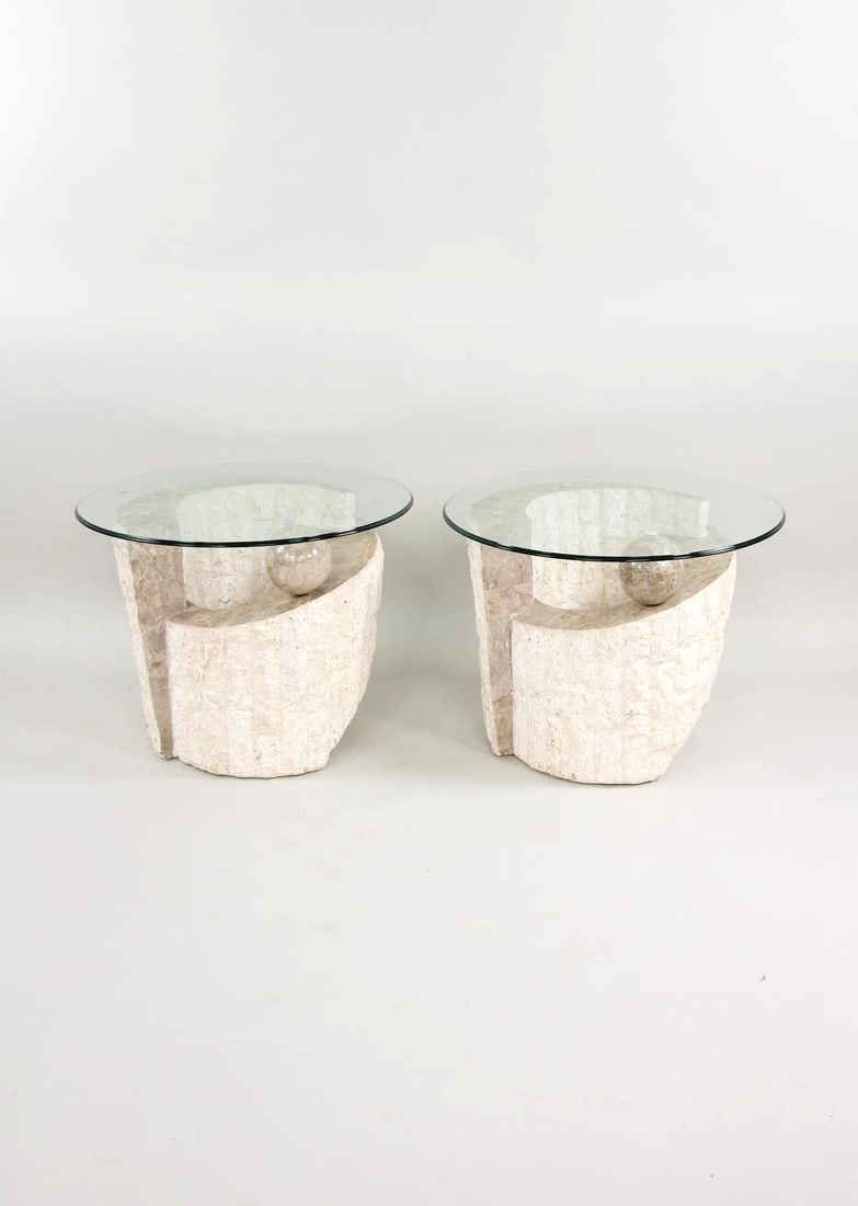Pair of Postmodern Stone Side Tables, Magnussen Ponte (1 of 7)