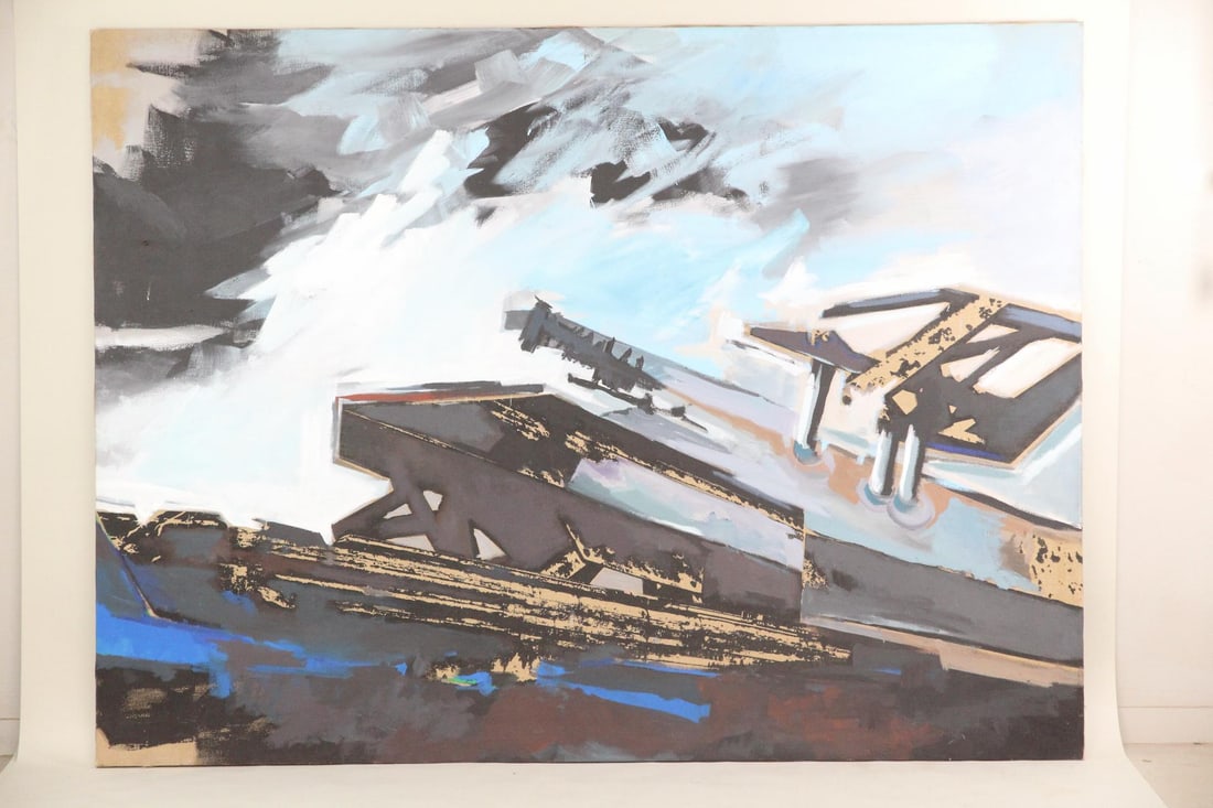 Large Abstract Oil on Canvas Painting, Wilhelm Moser (1 of 11)