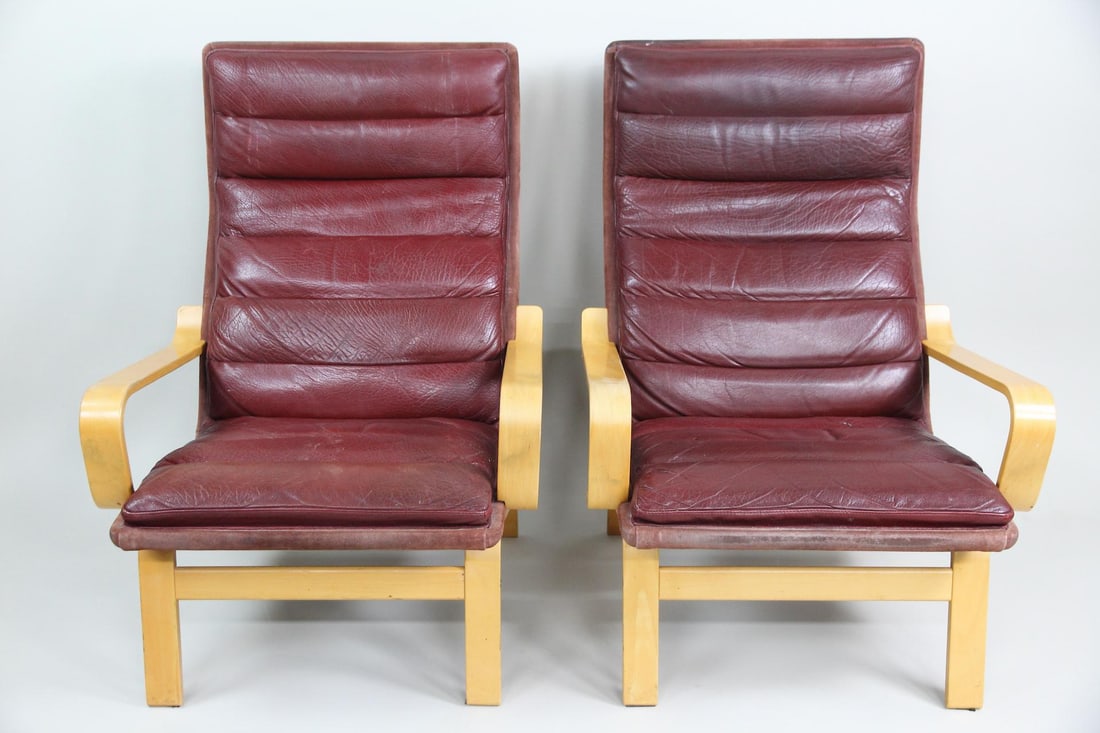 Pair of Bentwood Leather Contino Chairs by Yngve Ekstrom (1 of 17)