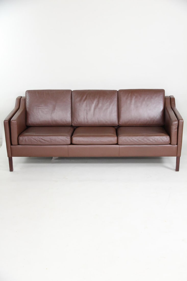 Brown 3 Seat Leather Sofa, Borge Mogensen (1 of 9)