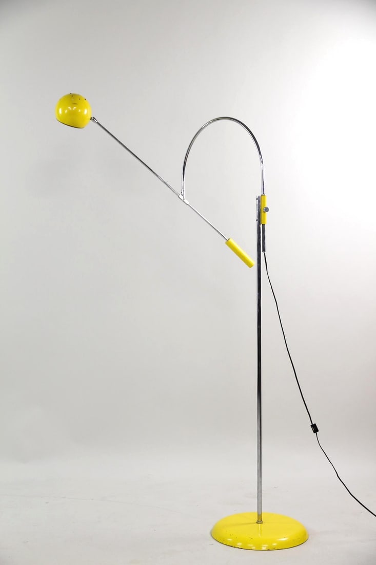 Robert Sonneman Chrome "Orbiter" Floor Lamp, Yellow (1 of 17)