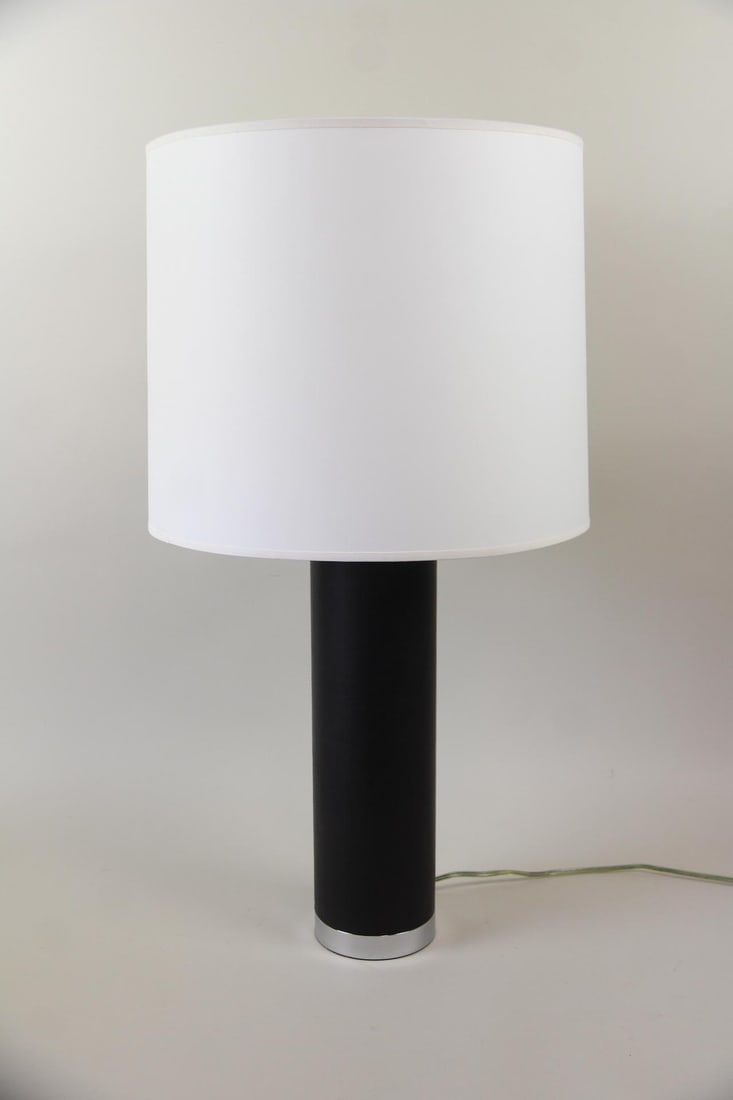Ralph Lauren Black Leather & Chrome Lamp (1 of 8)