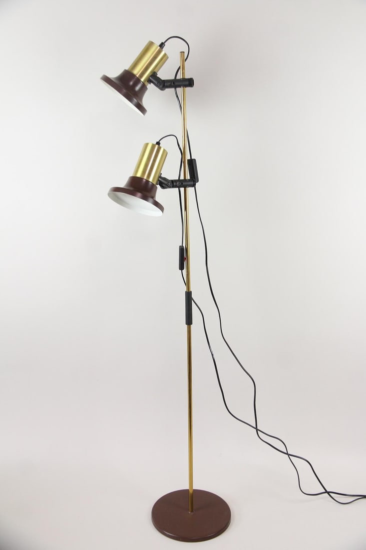 Gold & Brown Double Floor Lamp (1 of 9)