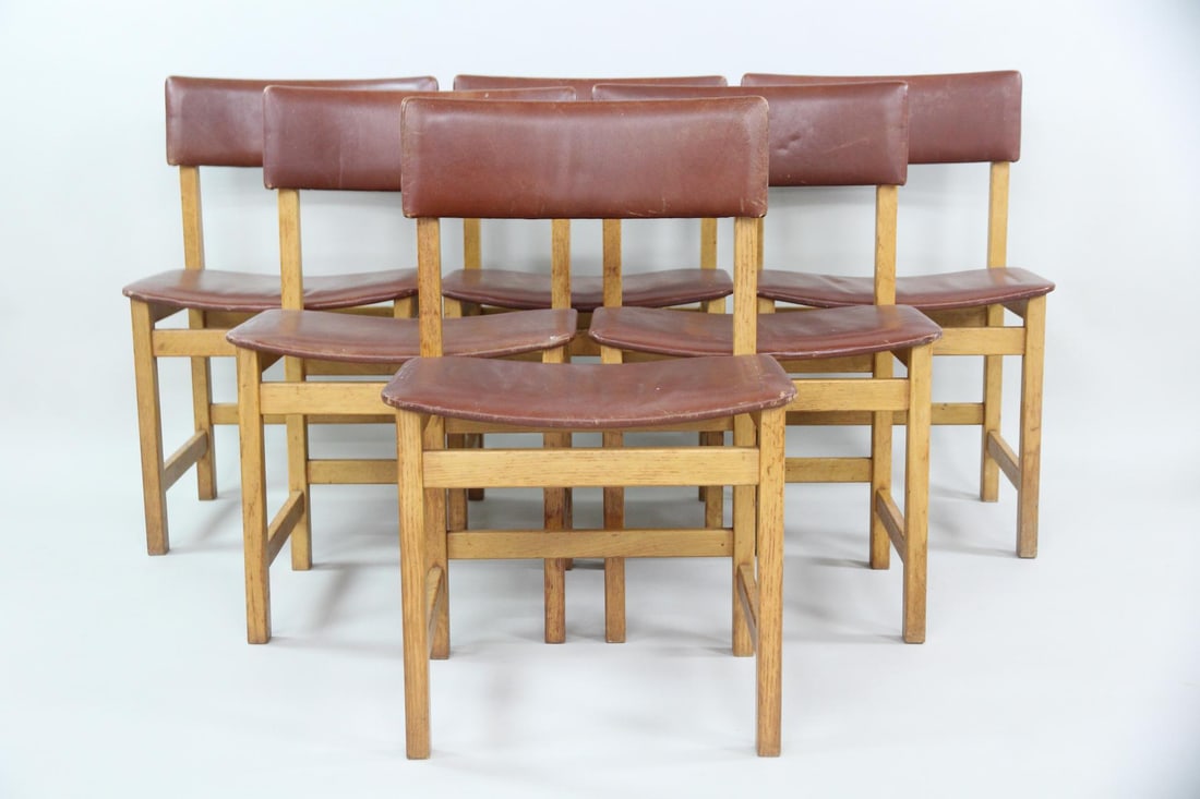 Set of 6 Minimalist Oak and Leather Farstrup No.246 Dining Chairs (1 of 18)