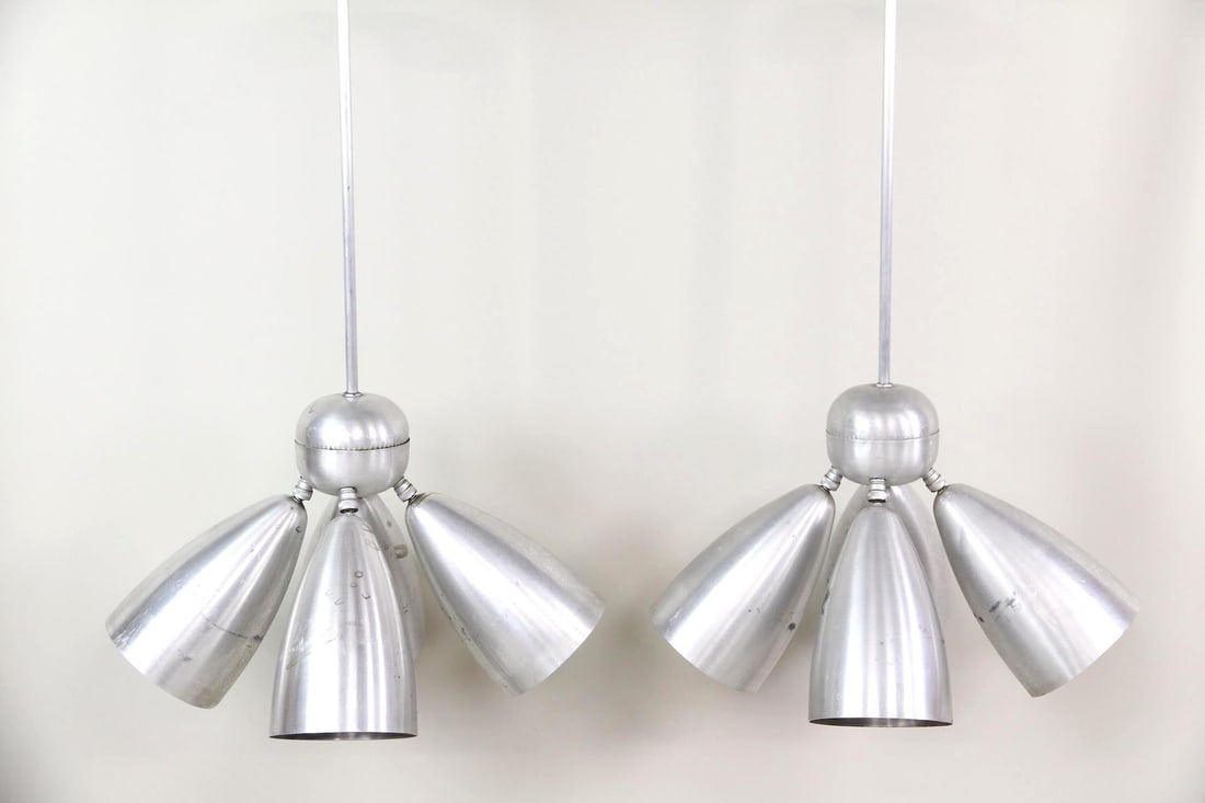 Pair of Large Space Age Aluminum Hanging Lights (1 of 10)