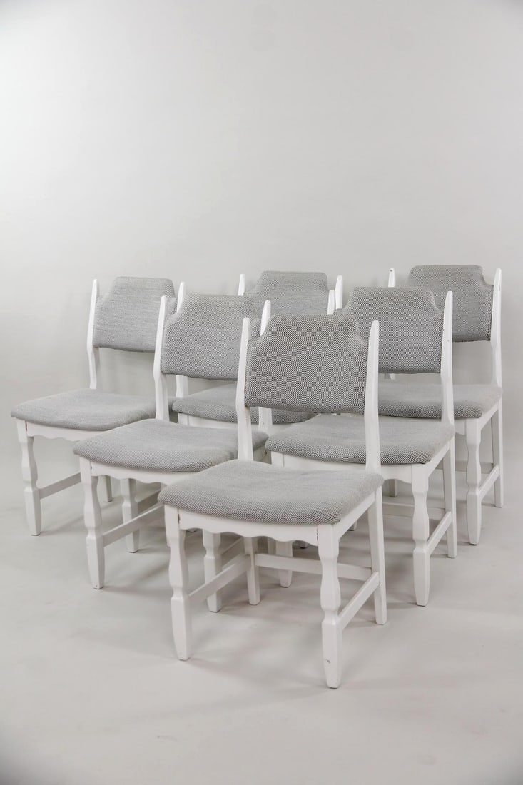 Set of 6 Razor Back Dining Chairs, Henning Kjaernulf, White Paint (1 of 15)