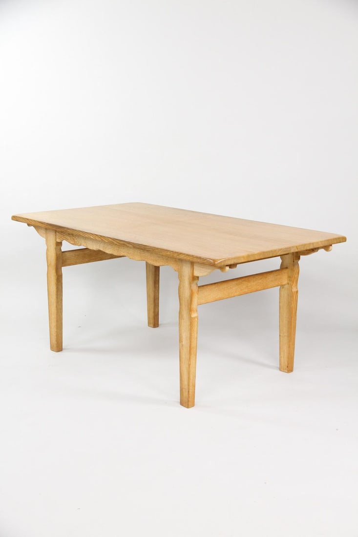 Brutalist Danish Oak Dining Table with Leaves, Henning Kjaernulf (1 of 12)