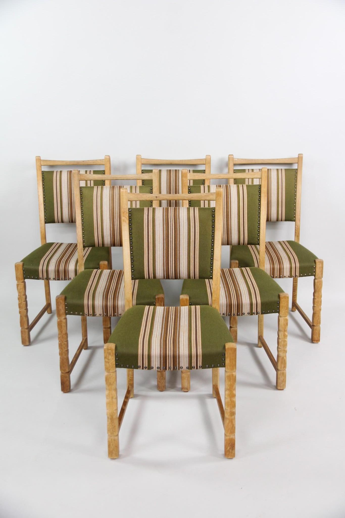 Set of 6 Oak & Wool Dining Chairs, Henning Kjaernulf (1 of 13)