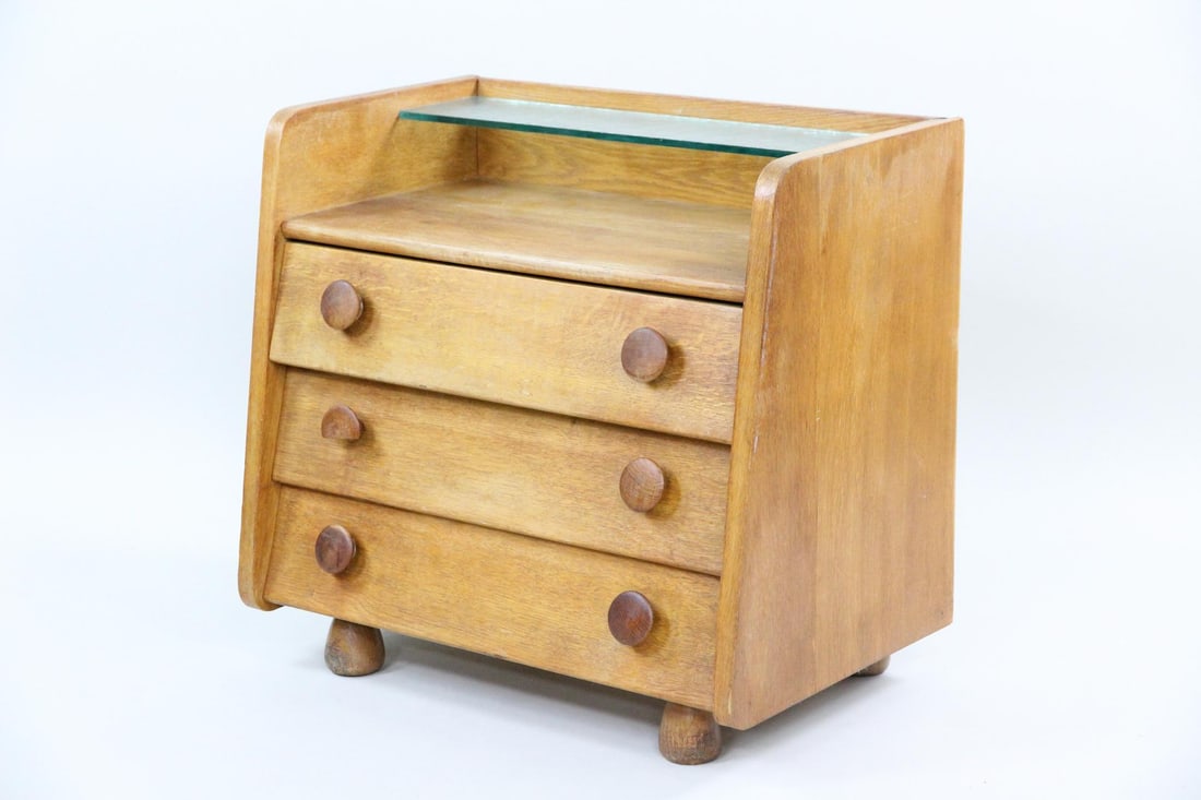 Brutalist Chunky Wooden 3-Drawer Side Table (1 of 16)