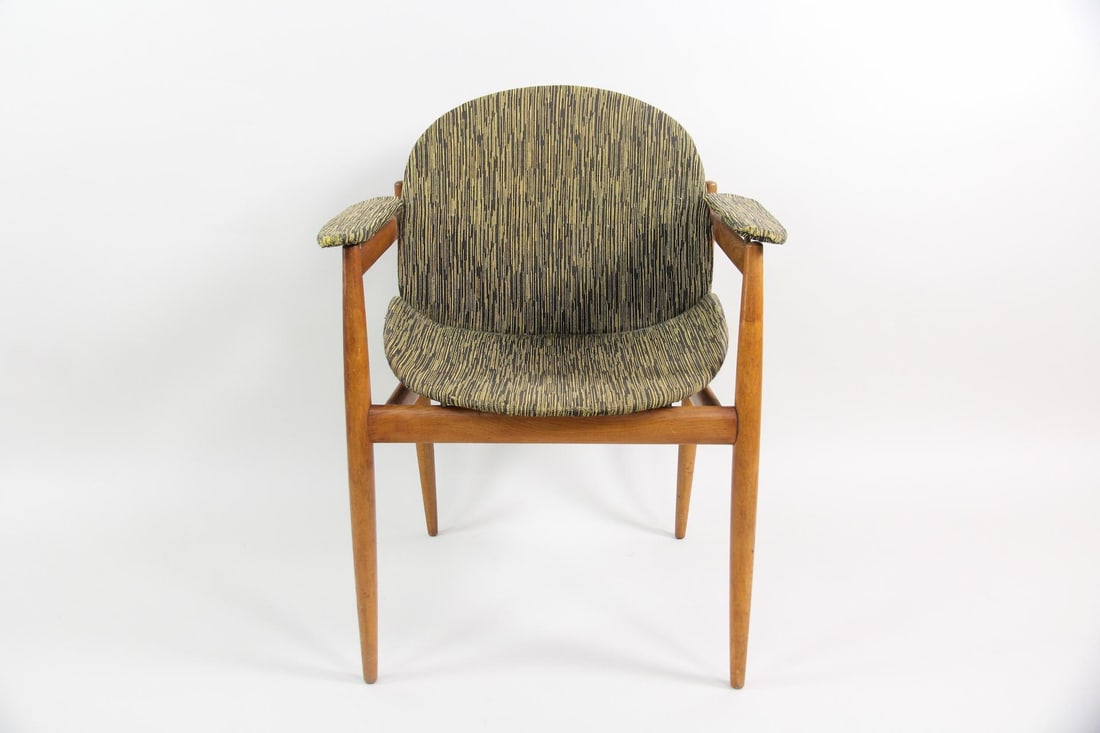 Scandinavian Modern Upholstered Teak Arm Chair, Finn Juhl Style (1 of 15)