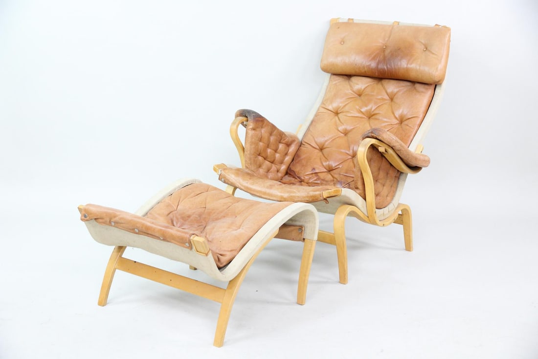 Bruno Mathsson for Dux Pernilla Leather Lounge Chair & Ottoman, 1 of 2 (1 of 16)