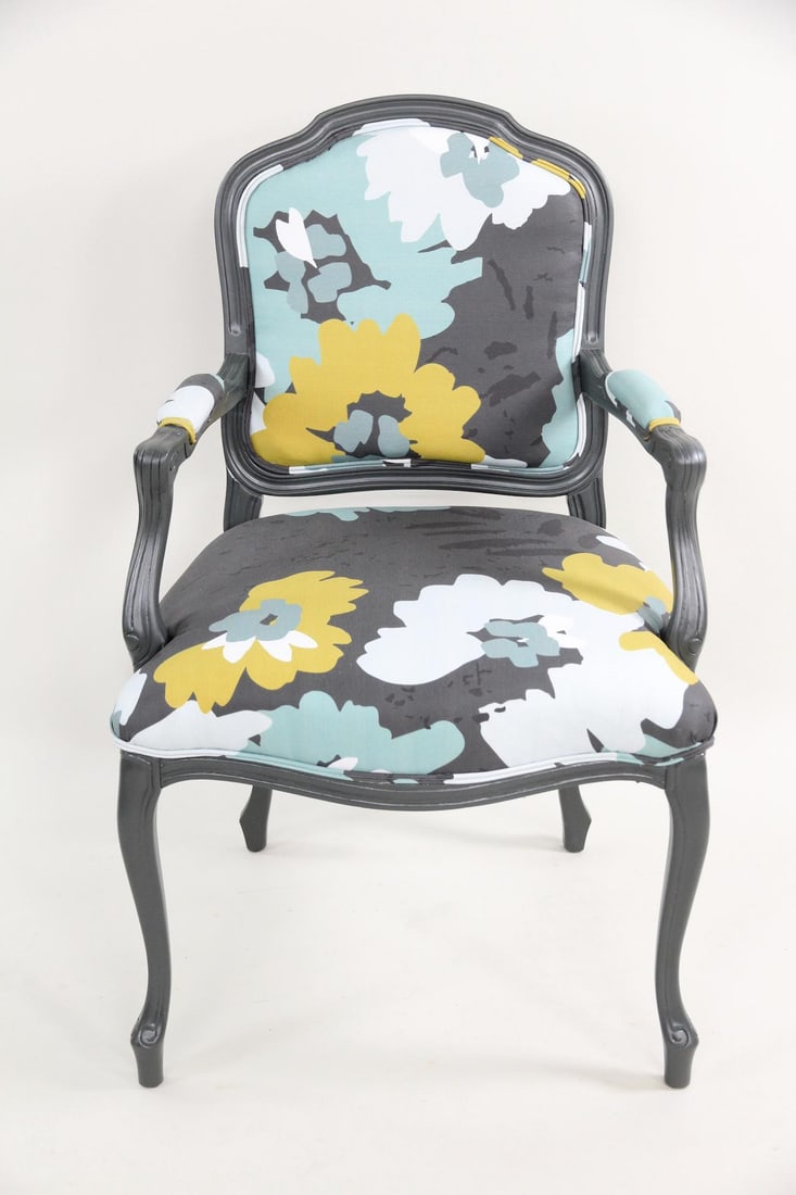 Louis XV Armchair with Graphic Floral Upholstery (1 of 13)