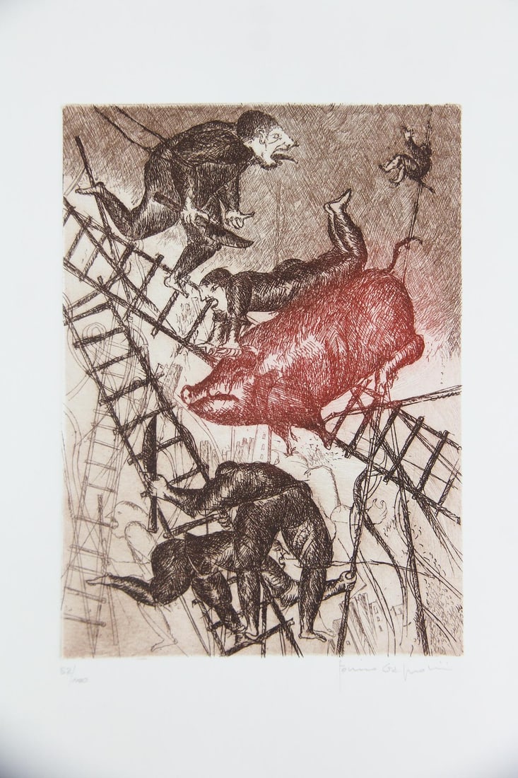 Limited Edition Tonino Cragnolini Engraving Portfolio, Pigs (1 of 12)