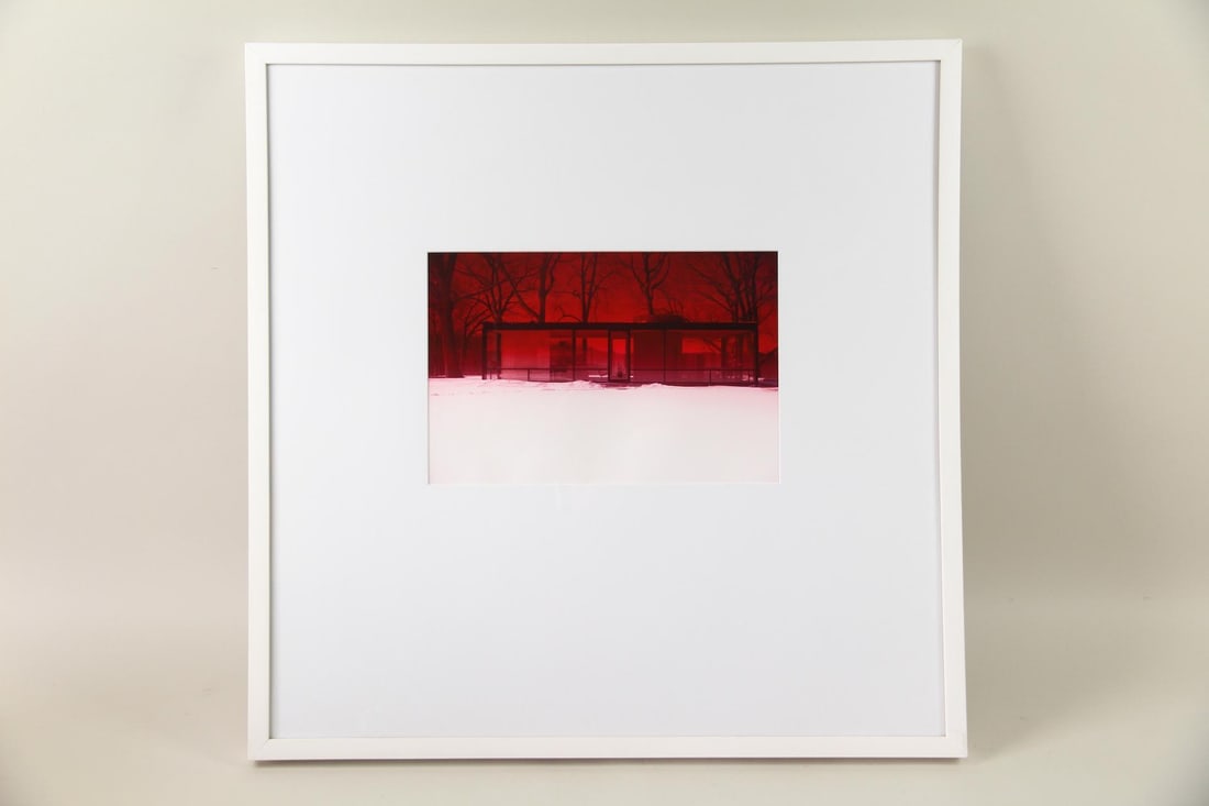 James Welling Glass House Print with Book, "0467, 2009": James Welling Glass House Print with Book, "0467, 2009". This is a color print of Philip Johnson's iconic Glass House structure in New Canaan, Connecticut, from artist James Welling's (b. 1951) Glass 