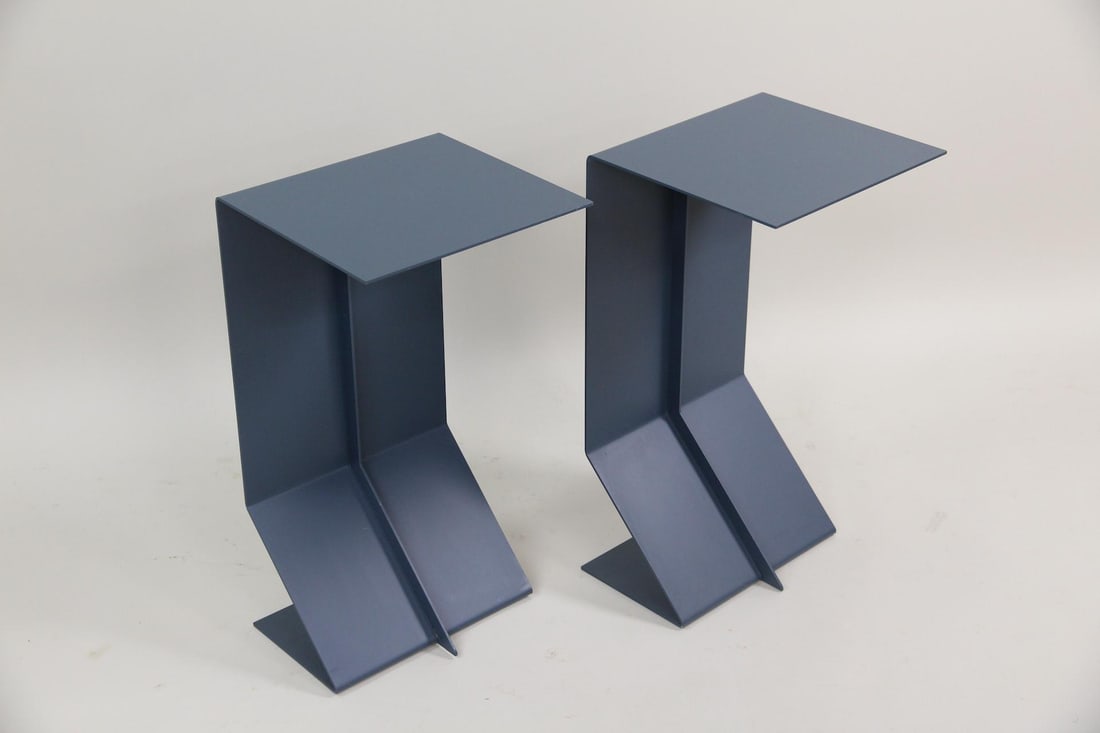 Pair of Moroso "Mark" Blue Steel Side Tables (1 of 11)