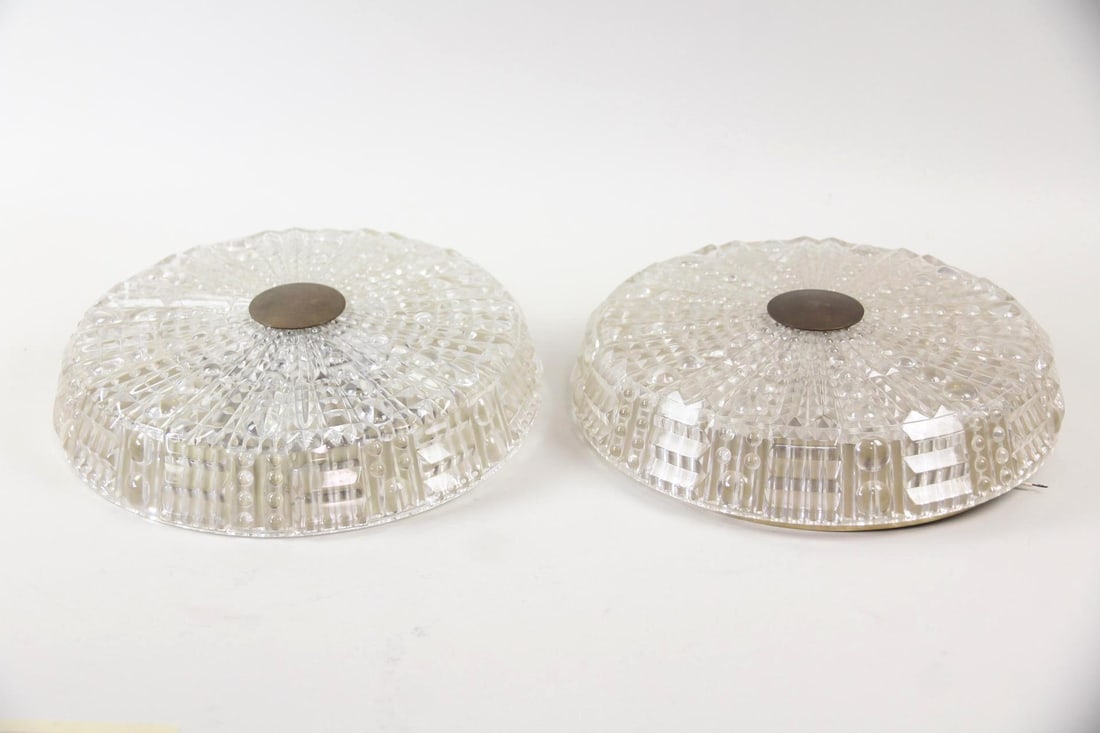 Pair of Glass Ceiling Lights, Carl Fagerlund for Orrefors, Deep Saucer, 1 of 4 (1 of 12)