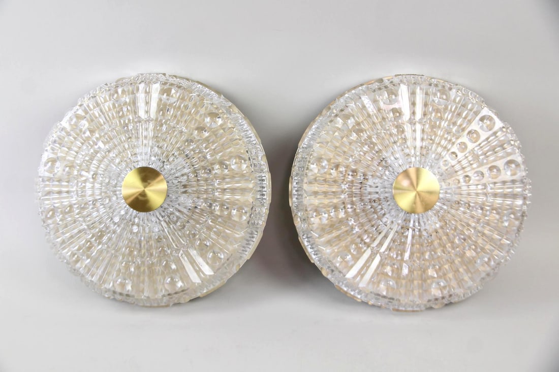 Pair of Glass Ceiling Lights, Carl Fagerlund for Orrefors, Deep Saucer, 2 of 4 (1 of 12)