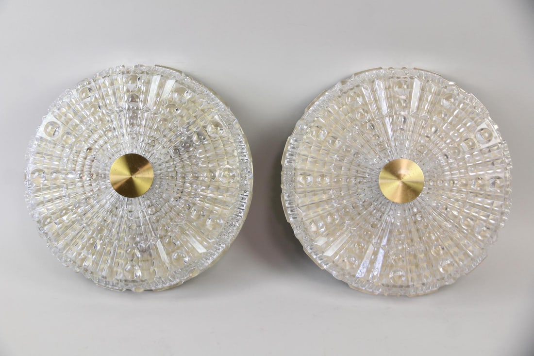 Pair of Glass Ceiling Lights, Carl Fagerlund for Orrefors, Deep Saucer, 3 of 4 (1 of 12)