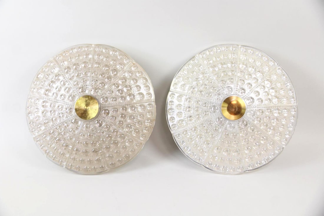 Pair of Glass Ceiling Lights, Carl Fagerlund for Orrefors, Saucer, 1 of 11 (1 of 11)