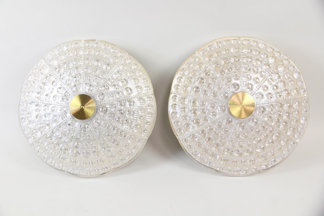 Pair of Glass Ceiling Lights, Carl Fagerlund for Orrefors, Saucer, 7 of 11 (1 of 11)