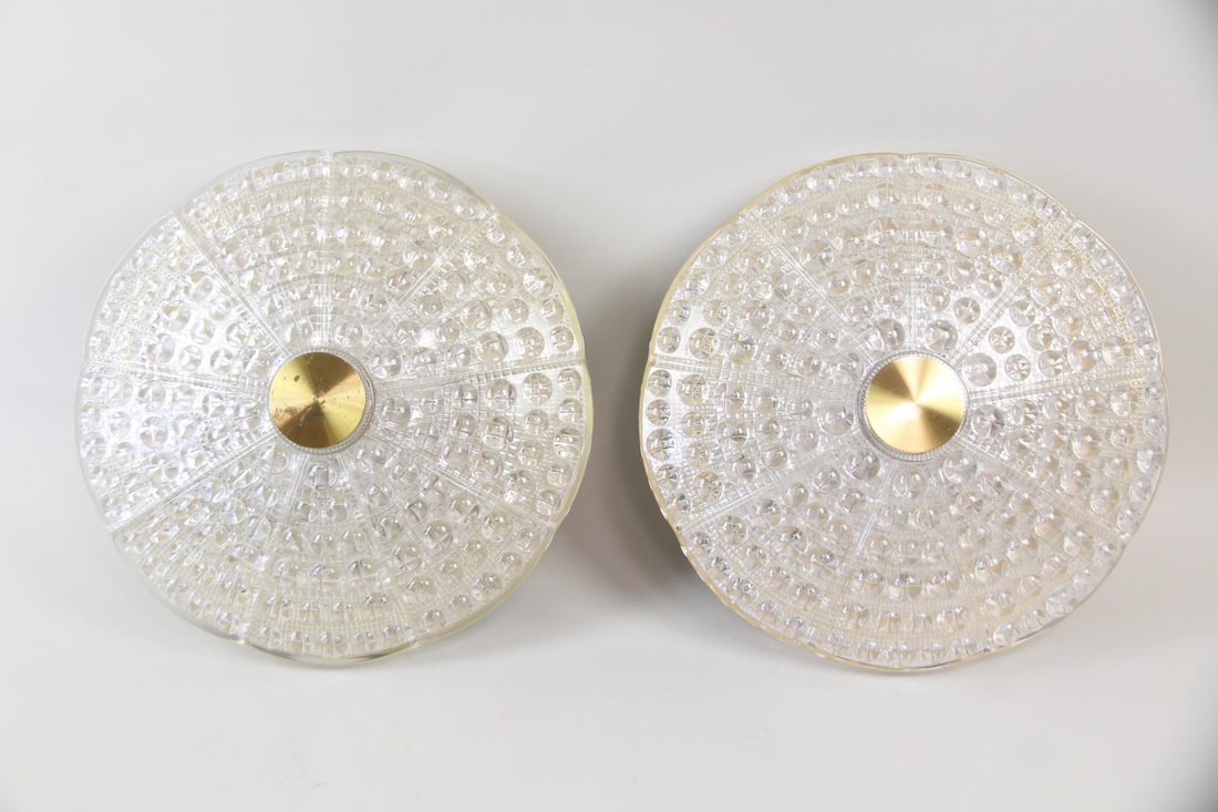 Pair of Glass Ceiling Lights, Carl Fagerlund for Orrefors, Saucer, 9 of 11 (1 of 12)