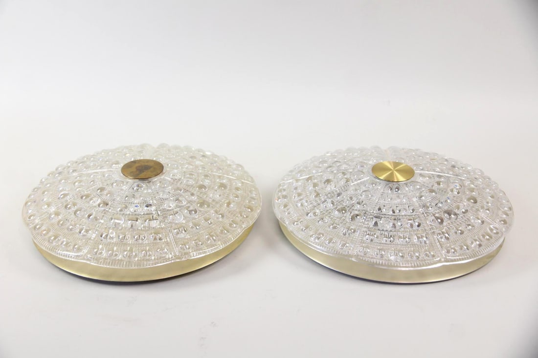 Pair of Glass Ceiling Lights, Carl Fagerlund for Orrefors, Saucer, 10 of 11 (1 of 11)