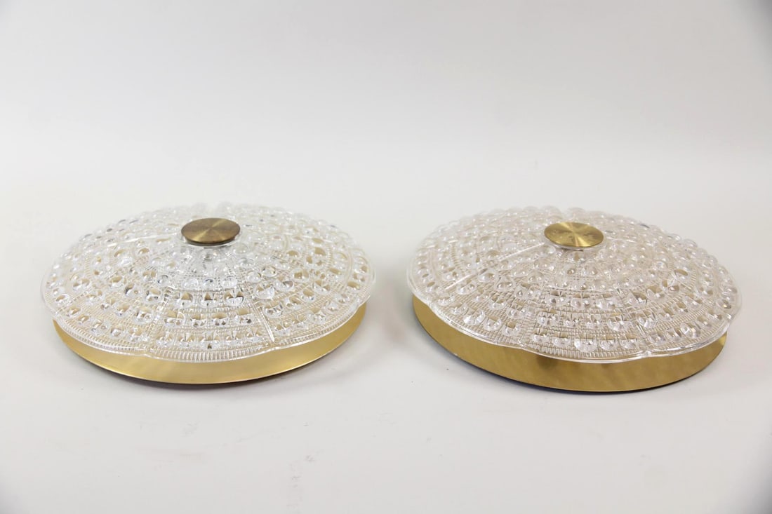 Pair of Glass Ceiling Lights, Carl Fagerlund for Orrefors, Saucer, 11 of 11 (1 of 11)