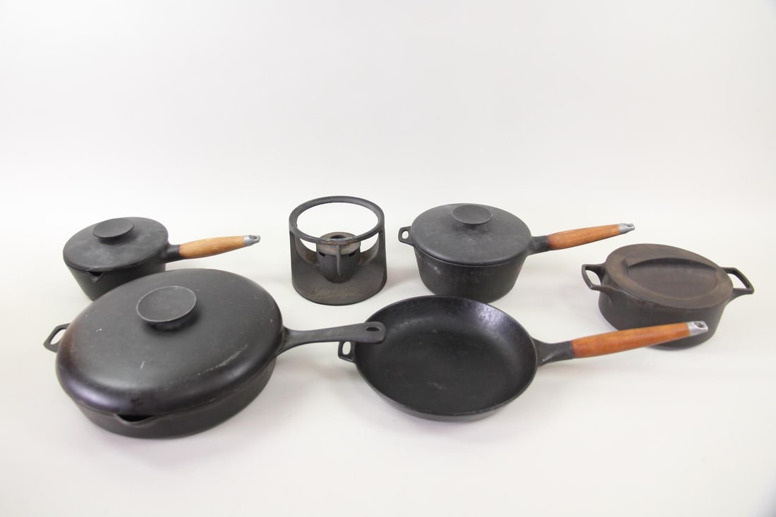Group of 5 Cast Iron Cookware Pots, Pans, Fondue Set, Dansk & Copco (1 of 17)