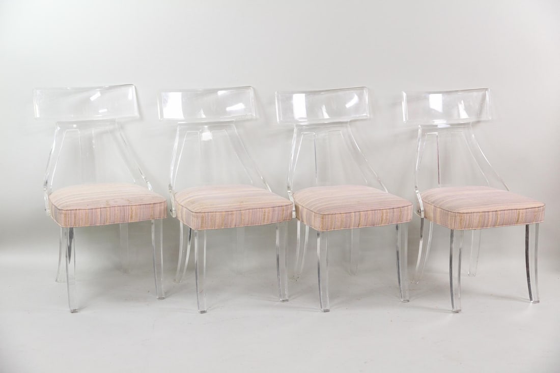 Set of 4 Lucite Klismos Chairs by Hill Manufacturing (1 of 14)