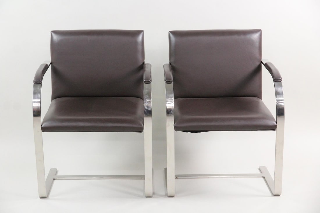 Pair of Mies van der Rohe Leather Flat Bar Brno Chairs (1 of 13)
