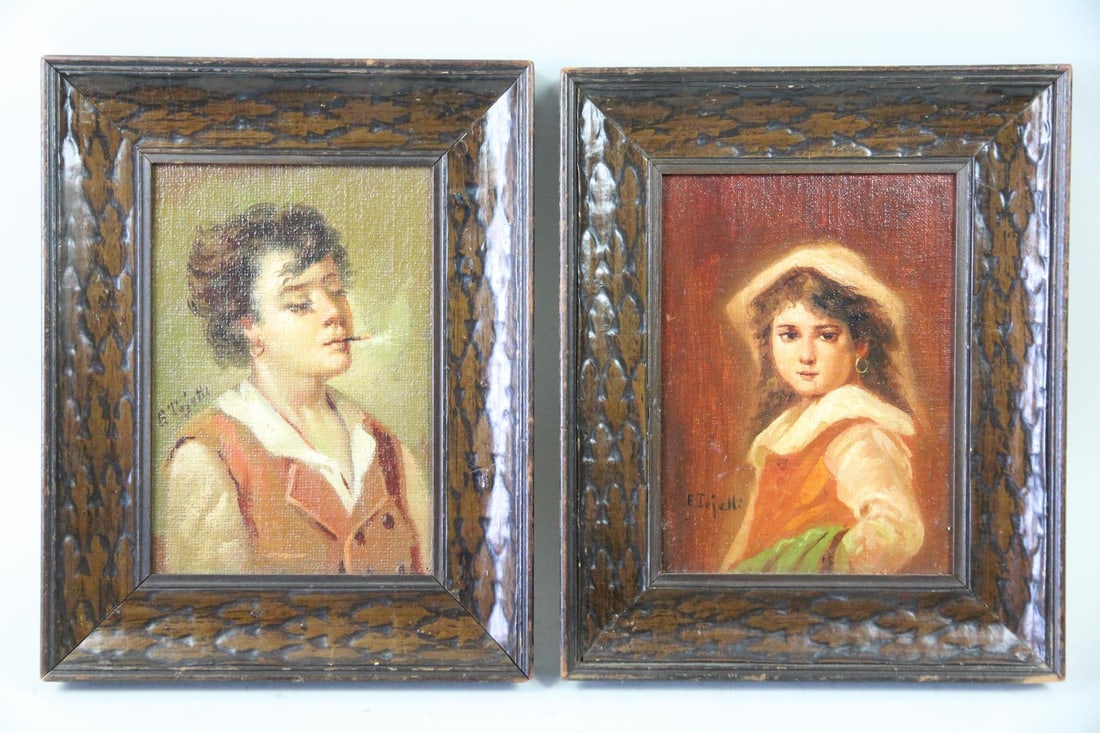 Pair of Eduardo Tojetti Paintings, Young Girls (1 of 12)