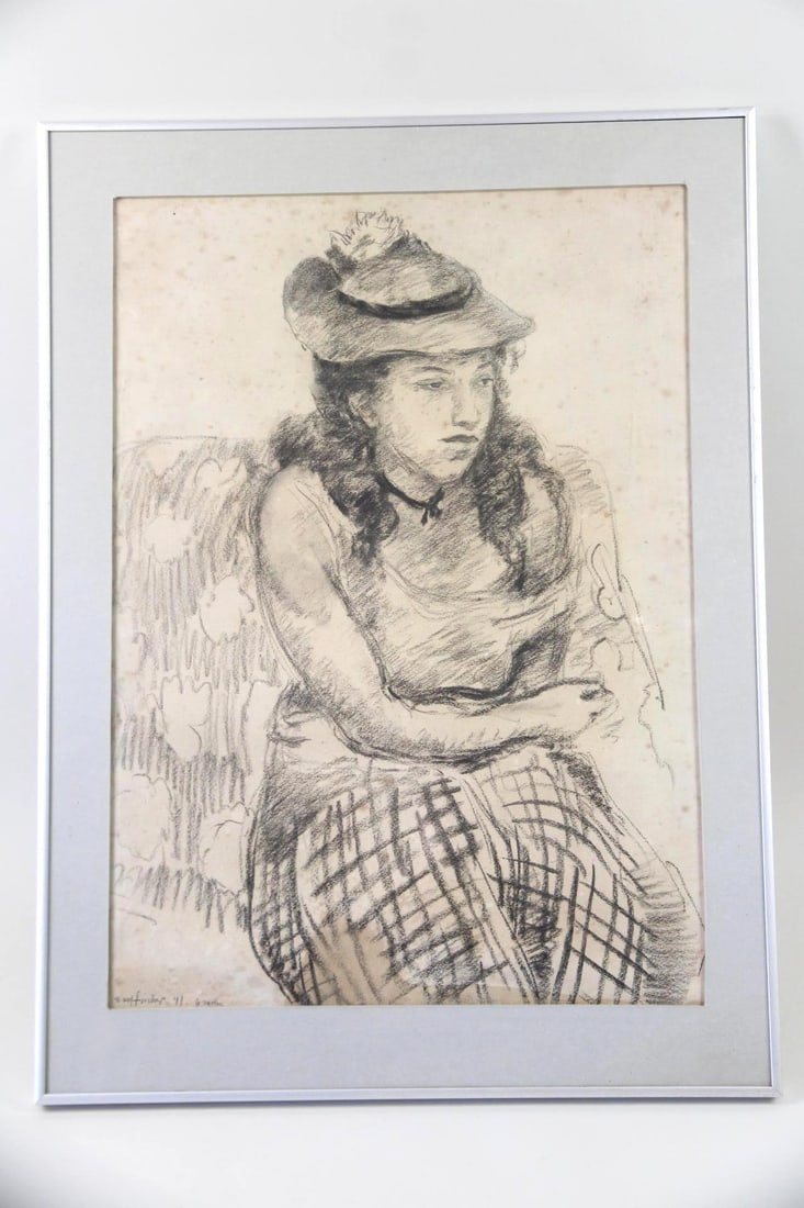 Carl Fischer Portrait Drawing of a Woman, 1941 (1 of 9)
