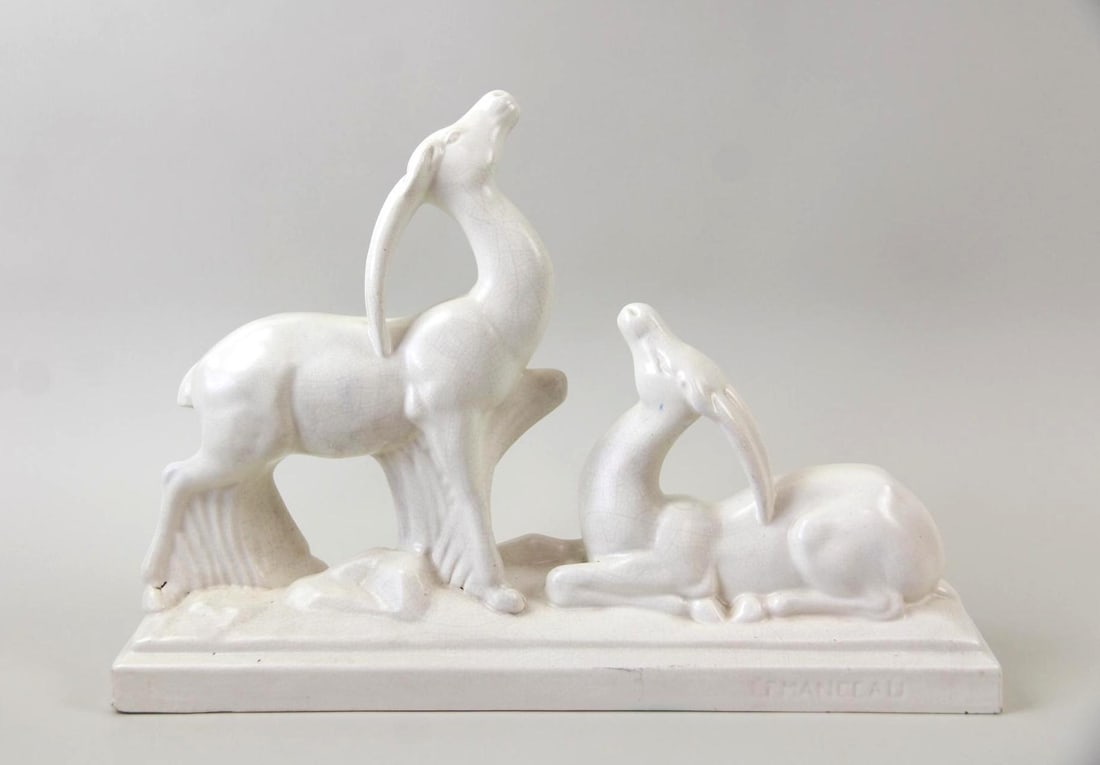 Art Deco Charles Lemanceau Ceramic Sculpture, Antelope (1 of 10)