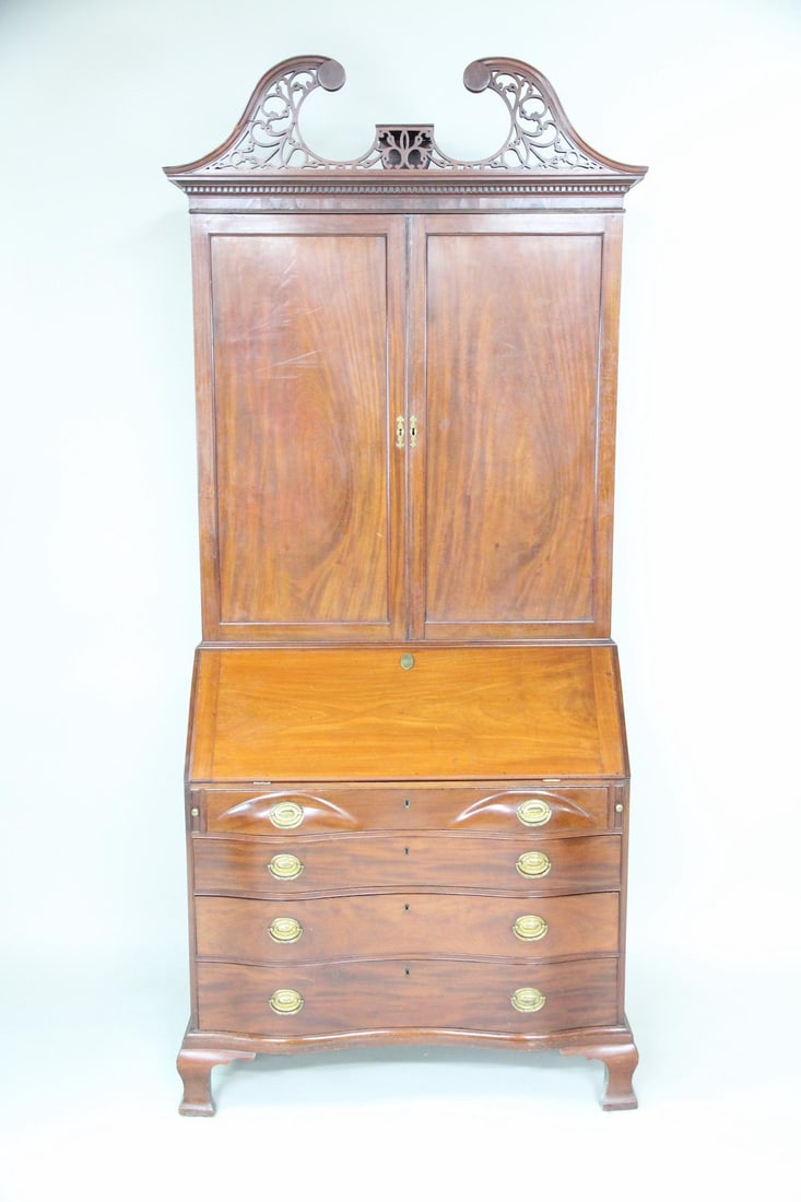 Chippendale Mahogany Serpentine Front Secretary (1 of 14)