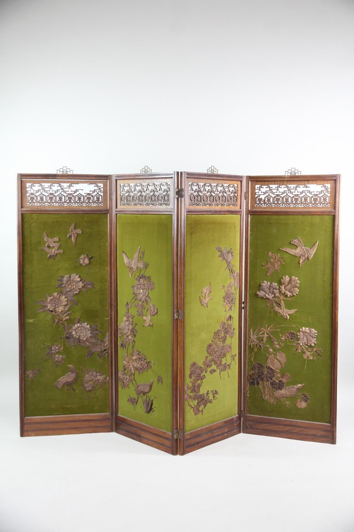 Hong Kong Chinoiserie Velvet Room Divider Screen (1 of 18)