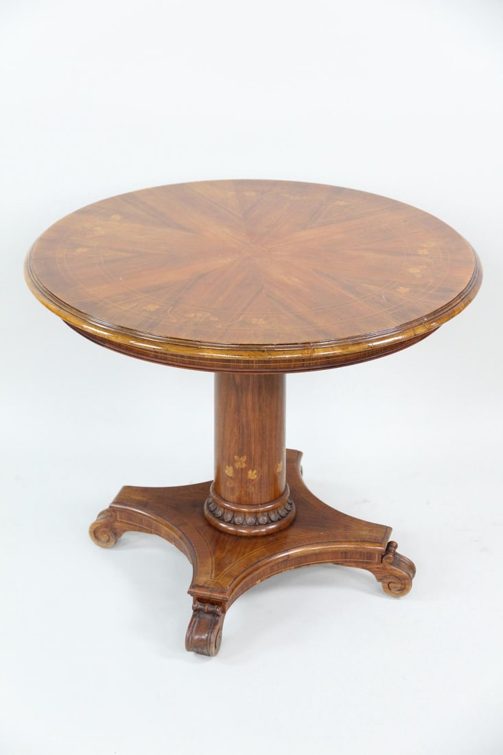 Biedermeier Pedestal Table, Inlaid Wood with Florals (1 of 18)