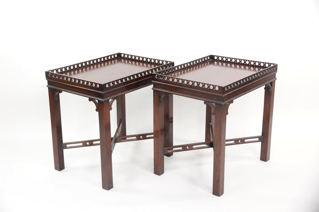 Pair of Chippendale Mahogany End Tables (1 of 11)