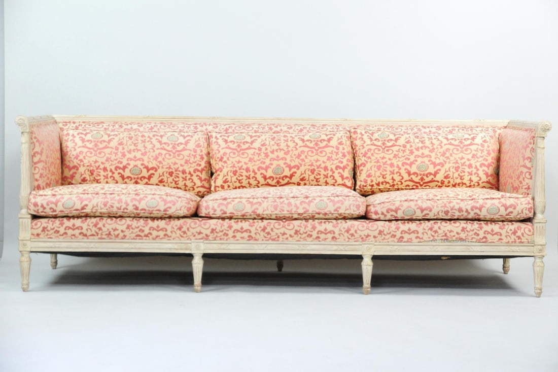 Gustavian Box Sofa, Floral Damask Fabric (1 of 17)