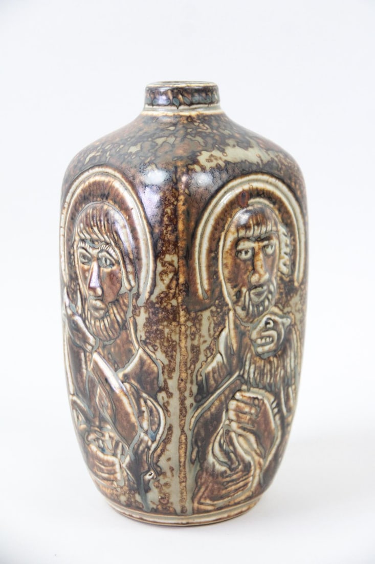 Jais Nielsen Royal Copenhagen Stoneware Vase, Four-Sided (1 of 8)