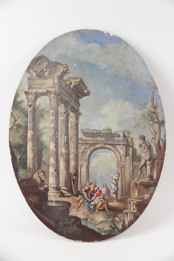 Architectural Capriccio Painting, Apostle in Roman Ruins after Giovanni Paolo Panini (1 of 10)