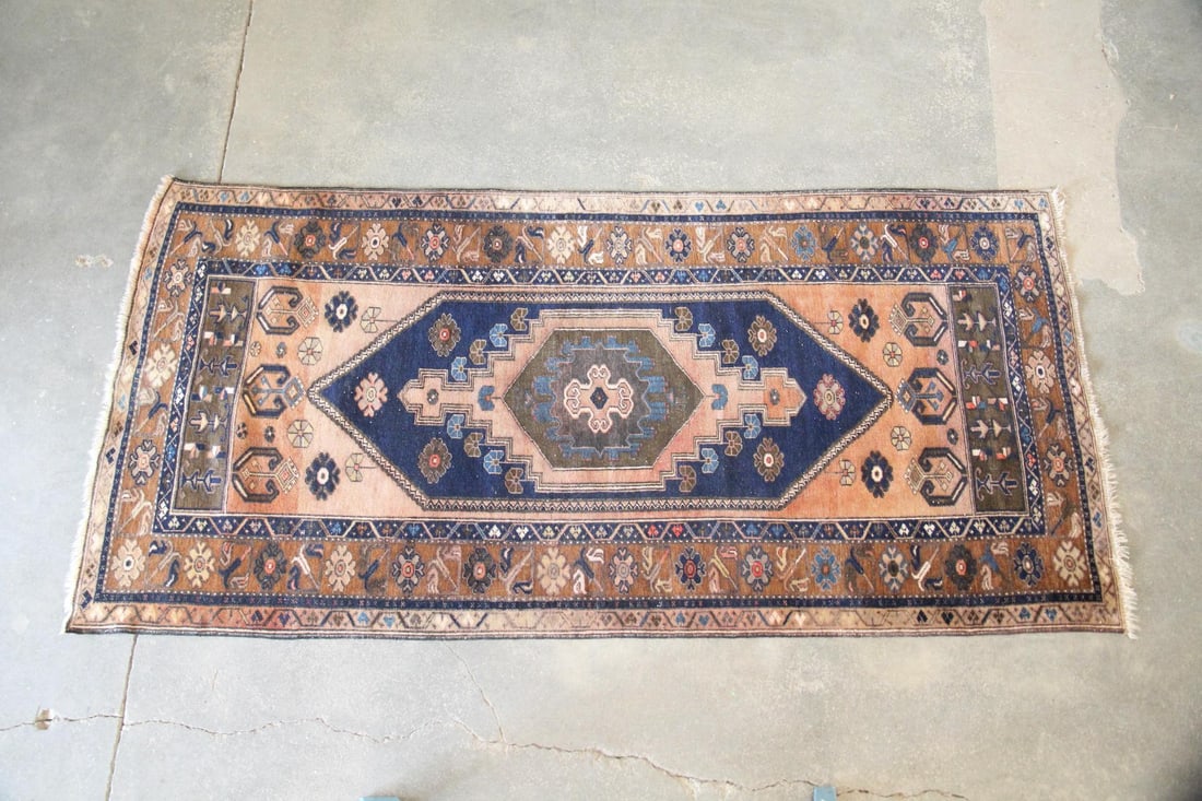 Turkish Oushak Wool Rug, Navy & Brown (1 of 9)