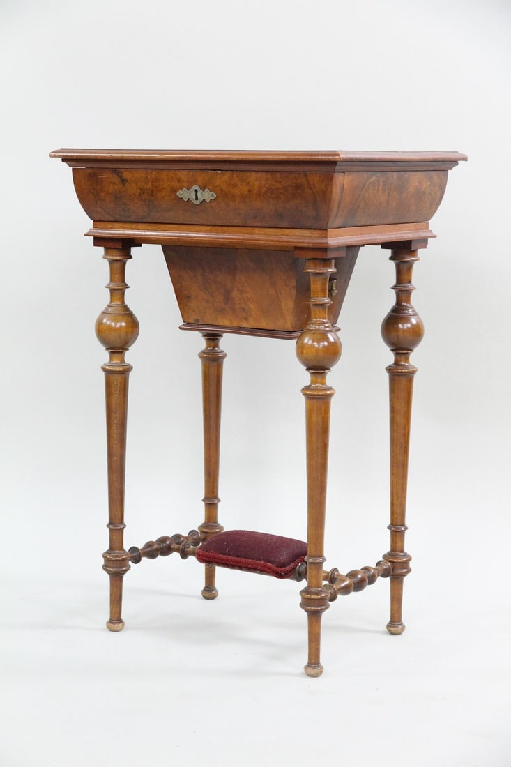 Danish Biedermeier Burl Sewing Work Table (1 of 15)